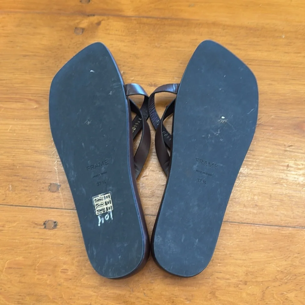 Frame Denim Women's Dark Brown Leather Strappy Slide Sandal - Picture 5 of 12